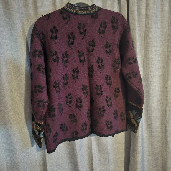 Nordic Design Purple Shetland Norwegian Printed Sweater Size L - Picture 6 of 6
